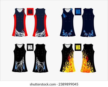 Strive in Style: Netball A-Line Dress Collection - Set of 4 Exclusive Designs for the Ultimate Sporting Elegance Netball and backetball dress