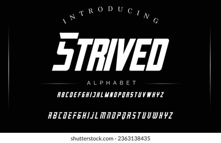 Strived Sport Modern Italic Alphabet Font. Typography urban style fonts for technology, digital, movie logo design. vector illustration