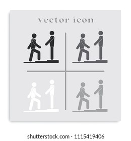 Striving for higher profits flat black and white vector icon.