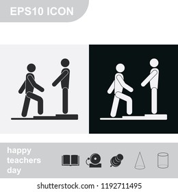 Striving for higher profits flat black and white vector icon.