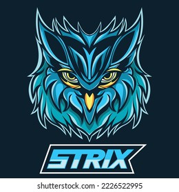 Mascota de búho Strix con estilo vectorial, se puede utilizar para el logotipo de marca, camiseta o de otra forma