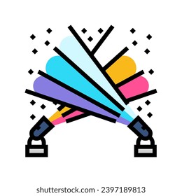 estrobe ilumina el vector de color de la fiesta de la discoteca. símbolo de fiesta de discoteca con luces estrobe. ilustración de símbolo aislado
