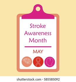 Stroke Awareness Month Concept, Stock Vector Illustration For Medical Campaign Against Mental Illness In May.