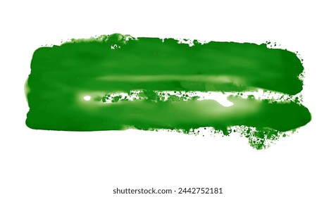 A stroke with a bright green watercolor brush. Refreshing color.  Vector graphics