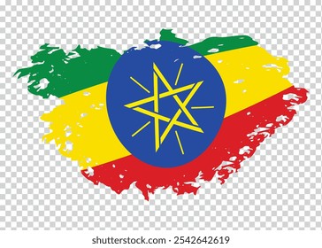 Pincel de trazo bandera texturizada de Etiopía sobre fondo aislado