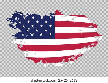 Bandeira texturizada de pincel de traçado dos Estados Unidos em plano de fundo isolado