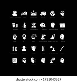 Stroke. Collection of perfectly simple monochrome icons for web design, app, and the most modern projects. Universal pack of classical signs for category Medicine.