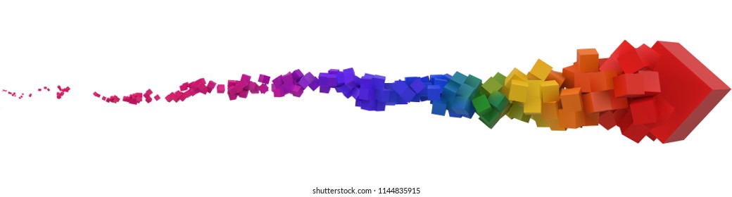 stroke of colorful cubes moving on air. 3d style vector illustration