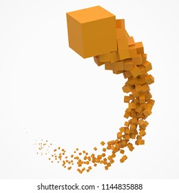 stroke of cubes moving on air. 3d style vector illustration