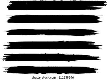 Stroke . Distressed banner . Black isolated paintbrush collection . Modern Textured shape . Dry border in Black . Bulge lines