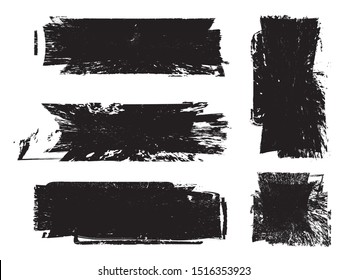 Stroke . Distressed banner . Black stripes isolated. paintbrush collection . Modern Textured shape . Dry border in Black . Bulge lines