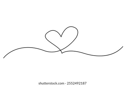 El trazo es editable para que puedas hacerlo más delgado o grueso. Dibujo continuo del arte de la línea, contorno de la forma del corazón, icono continuo de la línea, corazón dibujado a mano del doodle. Dibujo de arte lineal continuo.