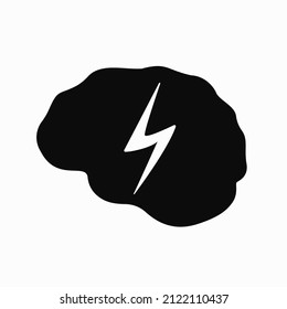 Stroke, Epilepsy And Alzheimer Awareness, Seizure Disorder, Stroke, ADHD. Illustration Of The Medical Black Style Vector Icon Of The Encephalography Human Brain Isolated On A White Background