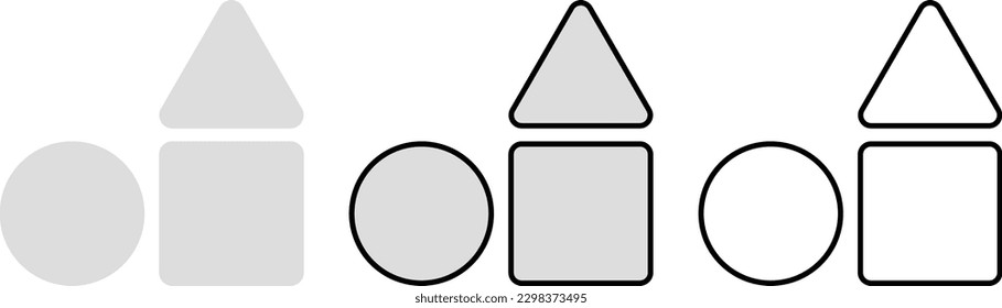 Stroke and filled circle, triangle and square shapes icons for your business