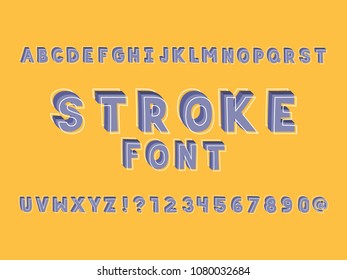 Stroke font. Vector alphabet letters and numbers. Typeface design. 