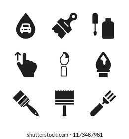 stroke icon. 9 stroke vector icons set. oil drop with car drawing, corrector and brush icons for web and design about stroke theme