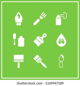 stroke icon. 9 stroke vector set. paint spray, oil drop with car drawing, brush and paint brush icons for web and design about stroke theme