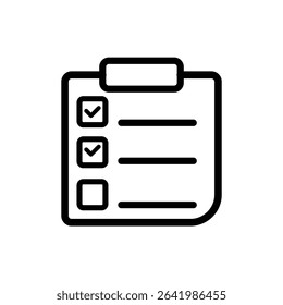 Stroke Icon of Checklist Representing Organized Tasks, Productivity Tools, Goal Tracking, Project Planning, Step-by-Step Progress, and Daily Task Completion