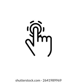 Stroke Icon of Clicking Hand Representing Tap Gesture, UI Interaction, Touch Navigation, Digital Selection, Cursor Action, and User Input Control
