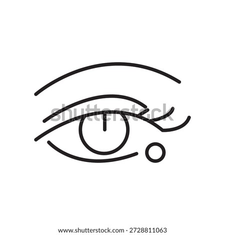 Stroke icon of an eye with under-eye cream dot, minimal cosmetic line art