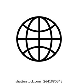 Stroke icon of Globe Representing Worldwide Connectivity, Global Communication, Internet Access, Digital Mapping, and International Networking in Modern UI Design