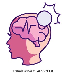 Stroke Icon - Lineal Color Style - Brain Theme