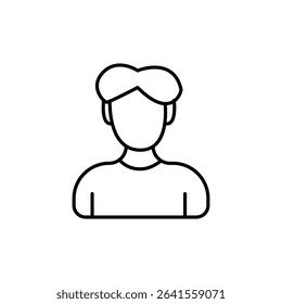 Stroke Icon of Male User Profile Representing Personal Account, Member Identity, Avatar Icon, Login Access, and User Dashboard Symbol