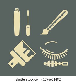 stroke icon set with paint brush and mascara vector illustration