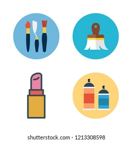 stroke icon set. vector set about paint brush, lipstick and spray paint icons set.