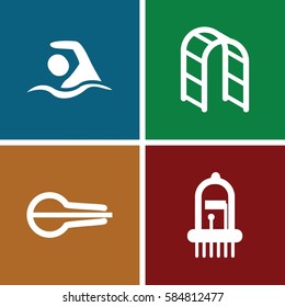 stroke icons set. Set of 4 stroke filled icons such as playground ladder, musical instrument