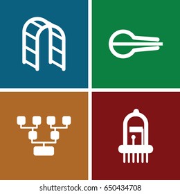 Stroke icons set. set of 4 stroke filled icons such as playground ladder, musical instrument