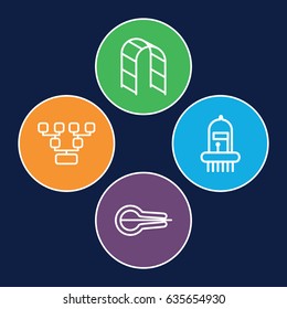 Stroke icons set. set of 4 stroke outline icons such as playground ladder, musical instrument