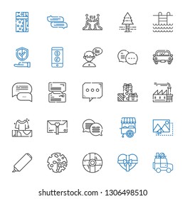 stroke icons set. Collection of stroke with car, gift, help, products, highlighter, image, stand, chat, gifts, factory, currency, insurance. Editable and scalable stroke icons.