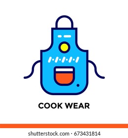Stroke line icon COOK WEAR of bakery, cooking. Vector modern flat pictogram for mobile application and web design