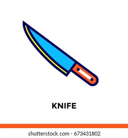 Stroke line icon KNIFE of bakery, cooking. Vector modern flat pictogram for mobile application and web design