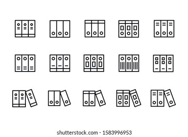 Stroke line icons set of archive. Simple symbols for app development and website design. Vector outline pictograms isolated on a white background. Pack of stroke icons. 