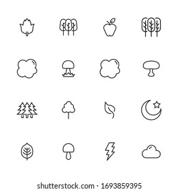 Stroke line icons set of autumn. Simple symbols for app development and website design. Vector outline pictograms isolated on a white background. Pack of stroke icons. 