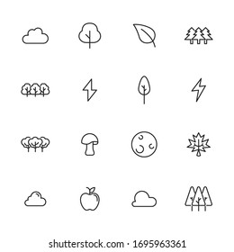 Stroke line icons set of autumn. Simple symbols for app development and website design. Vector outline pictograms isolated on a white background. Pack of stroke icons. 