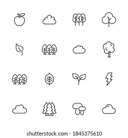 Stroke line icons set of autumn. Simple symbols for app development and website design. Vector outline pictograms isolated on a white background. Pack of stroke icons.