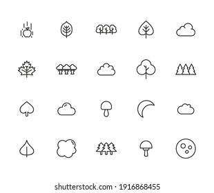 Stroke line icons set of autumn. Simple symbols for app development and website design. Vector outline pictograms isolated on a white background. Pack of stroke icons.