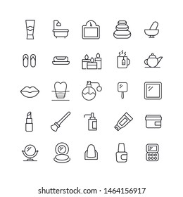 Stroke line icons set of beauty. Simple symbols for app development and website design. Vector outline pictograms isolated on a white background. Pack of stroke icons. 
