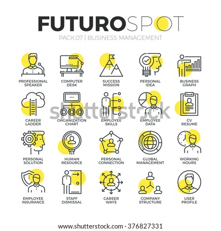 Stroke line icons set of business organization management, human resource. Modern flat linear pictogram concept. Premium quality outline symbol collection. Simple vector material design, web graphics.