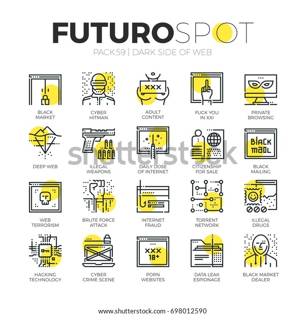 600px x 620px - Stroke Line Icons Set Darknet Deep Stock Vector (Royalty ...