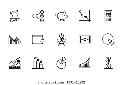 Iconos de línea de trazo conjunto de deuda. Símbolos simples para el desarrollo de aplicaciones y el diseño de sitios web. Pictogramas de contorno vectorial aislados en un fondo blanco. Paquete de iconos de trazo. 