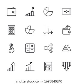 Stroke line icons set of debt. Simple symbols for app development and website design. Vector outline pictograms isolated on a white background. Pack of stroke icons. 