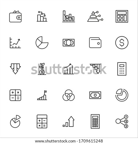 Stroke line icons set of debt. Simple symbols for app development and website design. Vector outline pictograms isolated on a white background. Pack of stroke icons. 