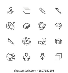 Stroke line icons set of design. Simple symbols for app development and website design. Vector outline pictograms isolated on a white background. Pack of stroke icons.
