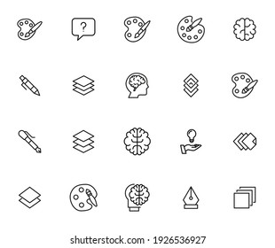 Conjunto de iconos de línea de trazo de diseño. Símbolos simples para el desarrollo de aplicaciones y el diseño de sitios web. Pictogramas de contorno vectorial aislados en un fondo blanco. Paquete de iconos de trazo.