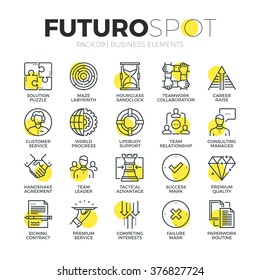 Iconos de línea de ataque conjunto de servicios de negocios y soluciones para clientes. Concepto moderno de pictograma lineal plano. Colección de símbolos de esquema de calidad superior. Diseño simple de material vectorial, gráficos web.