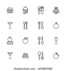 Stroke line icons set of Food. Simple symbols for app development and website design. Vector outline pictograms isolated on a white background. Pack of stroke icons. 
